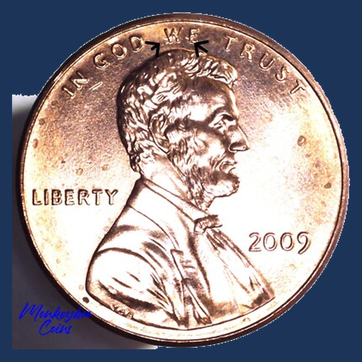2009 Lincoln Cent (Modern): Die Gouge