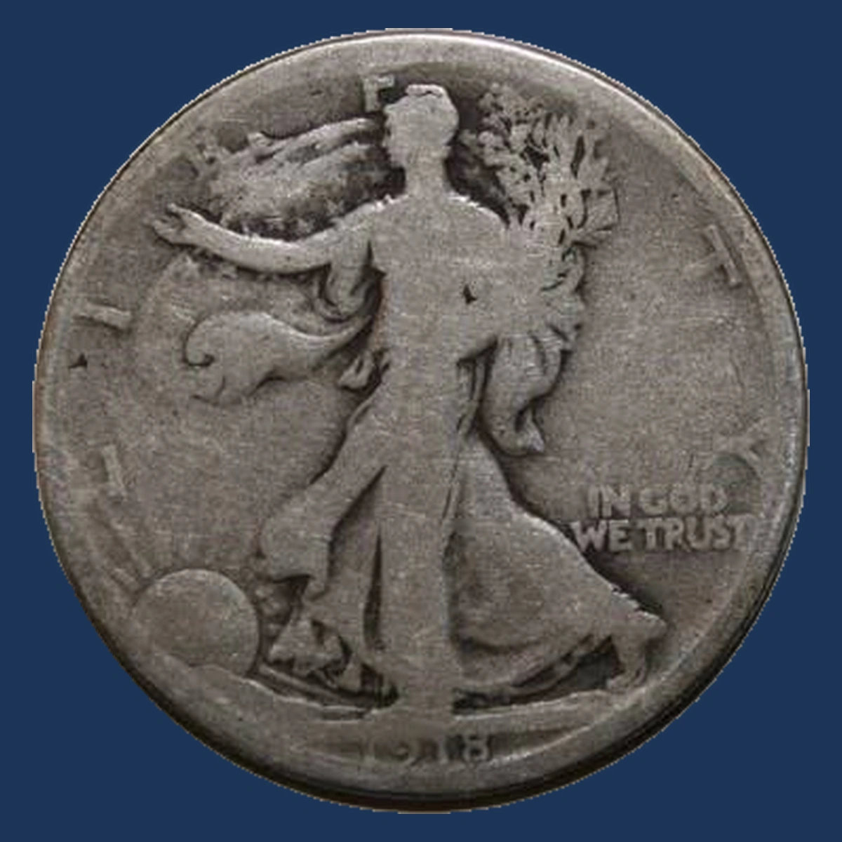 1918 Walking Liberty Half Dollar: Overpolished Die