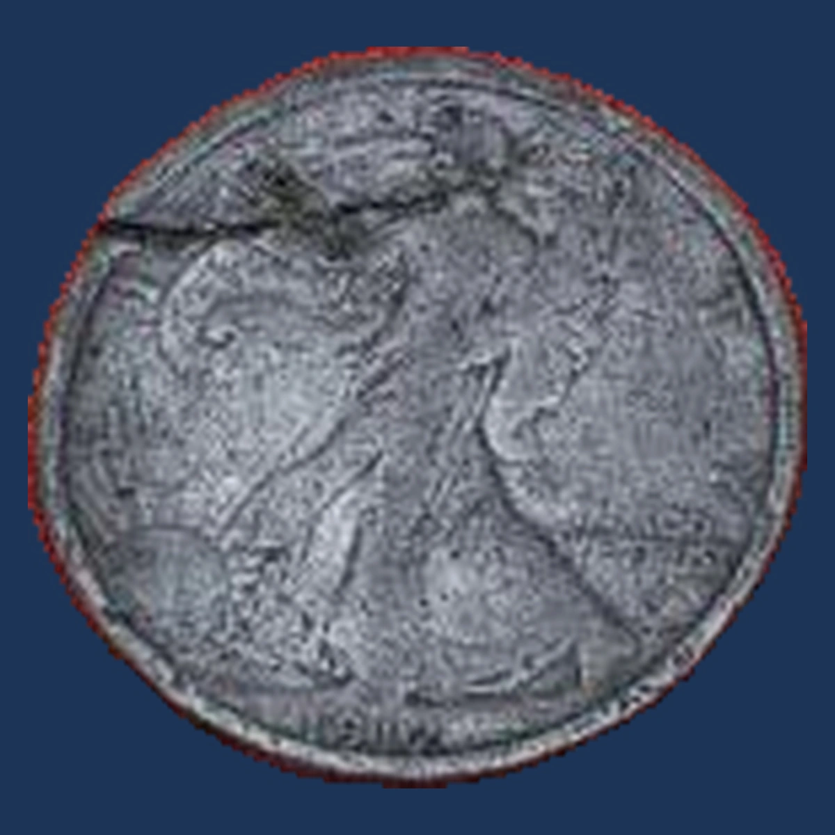 1917 Walking Liberty Half Dollar: Die Crack