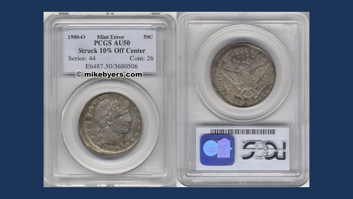 1900 Barber Half Dollar: Off-Center Strike