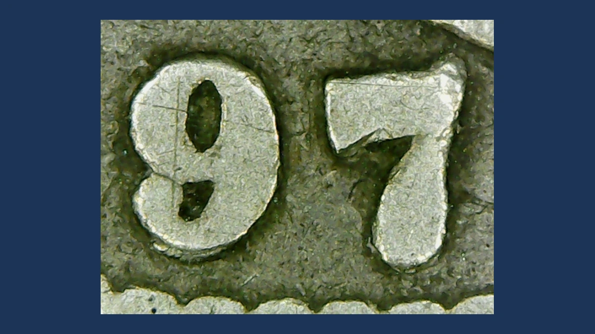 1897 Barber Half Dollar: Repunched Date