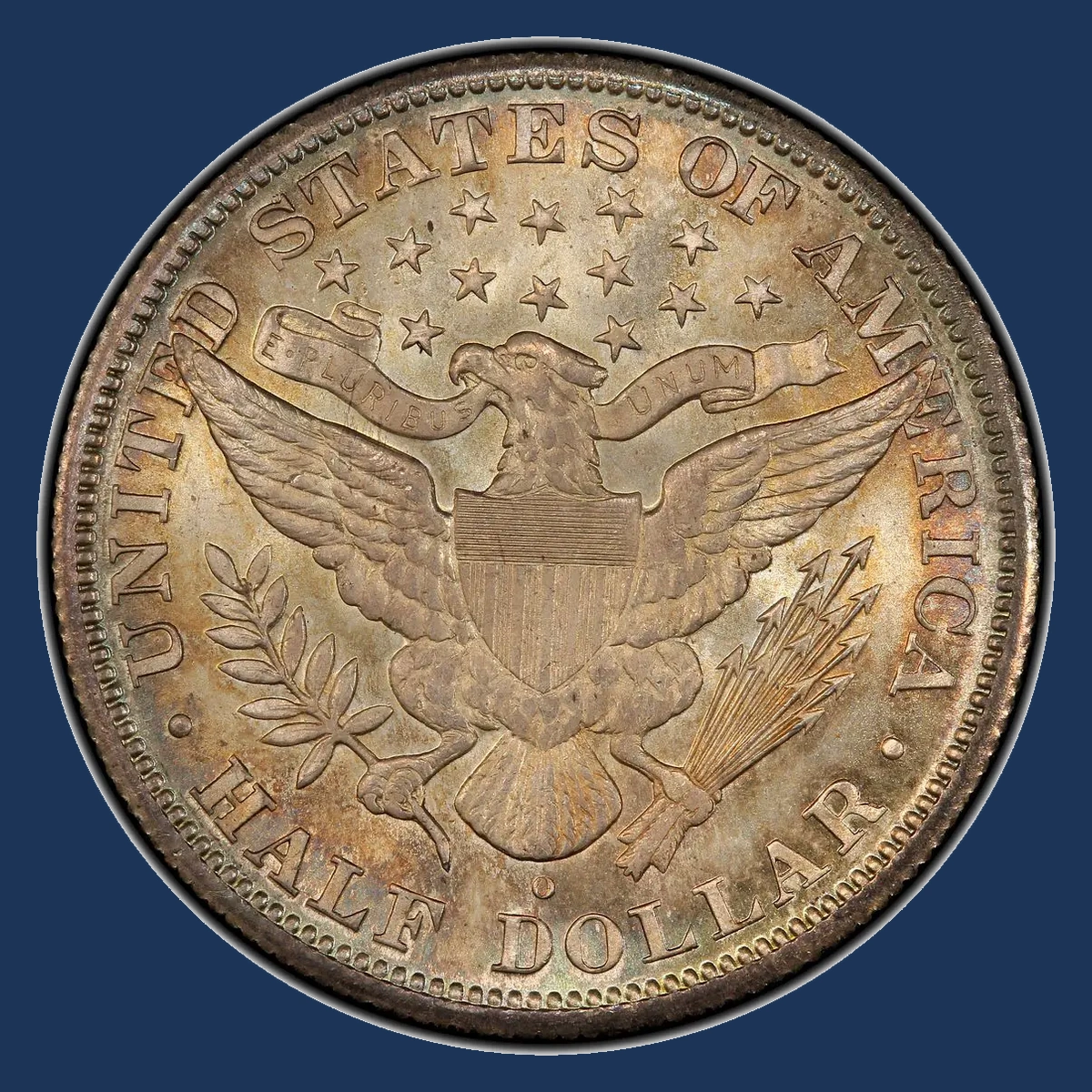 1892-O Barber half dollar with a tiny O mintmark below the eagle