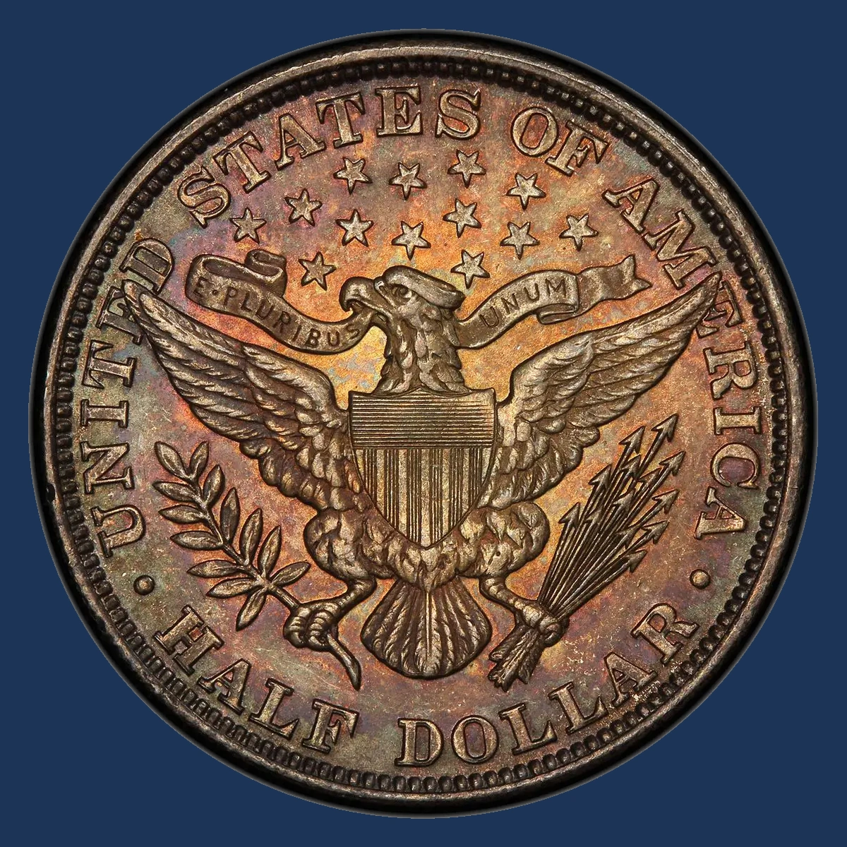 1892 Barber half dollar with a tripled design on the back
