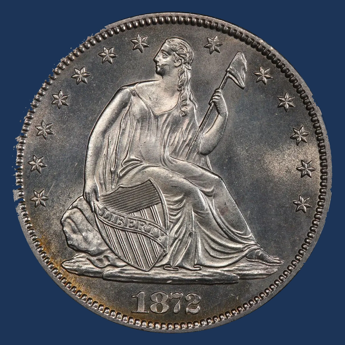 1872 WB-2 MPD Liberty Seated Half Dollar