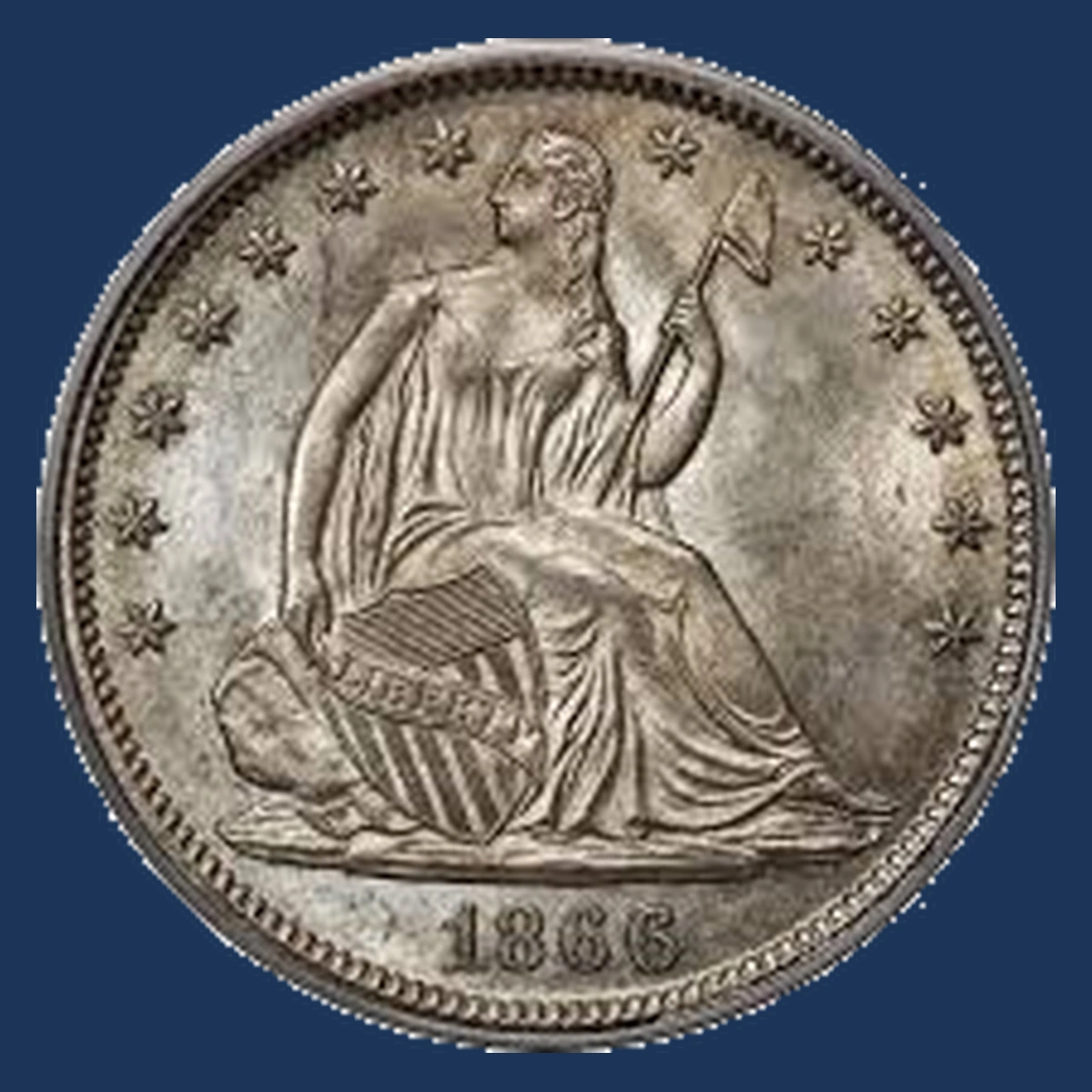 1866 Liberty Seated Half Dollar: Misplaced Date