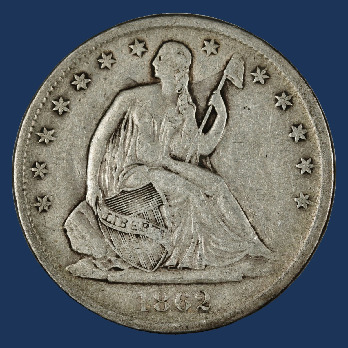 1862 Liberty Seated Half Dollar: Clashed Dies