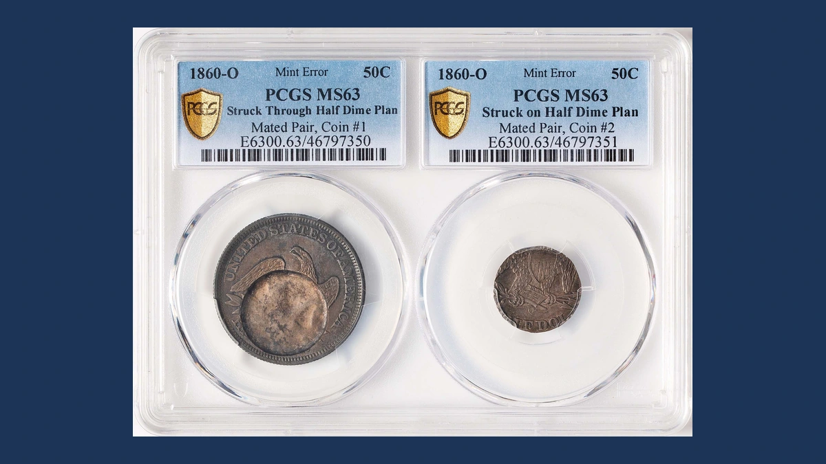 1860 Liberty Seated Half Dollar: Struck Through