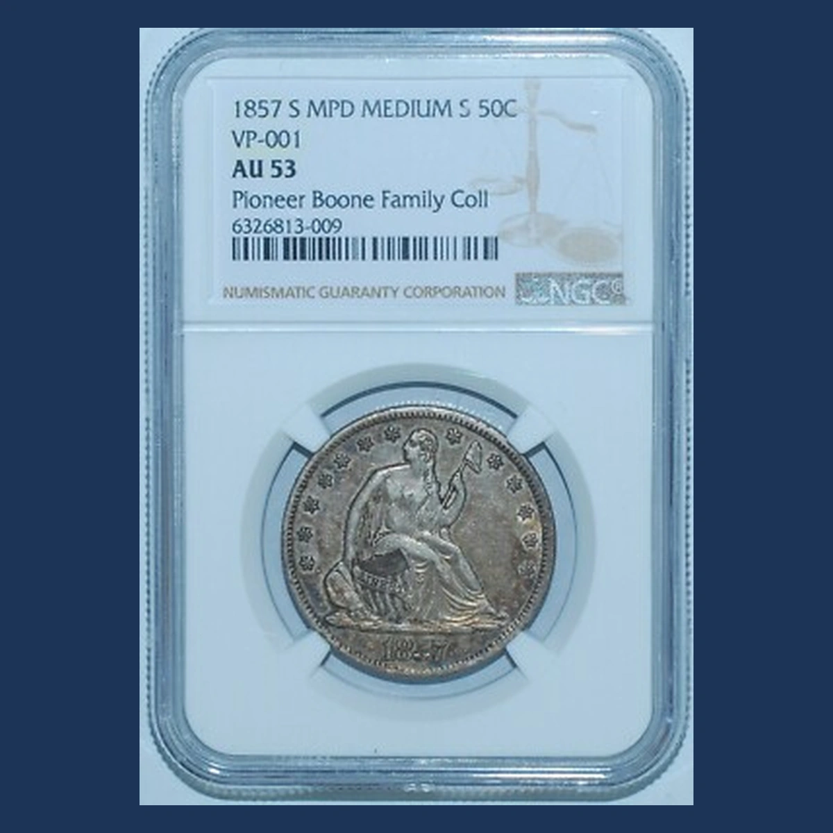 1857 Liberty Seated Half Dollar: Misplaced Date