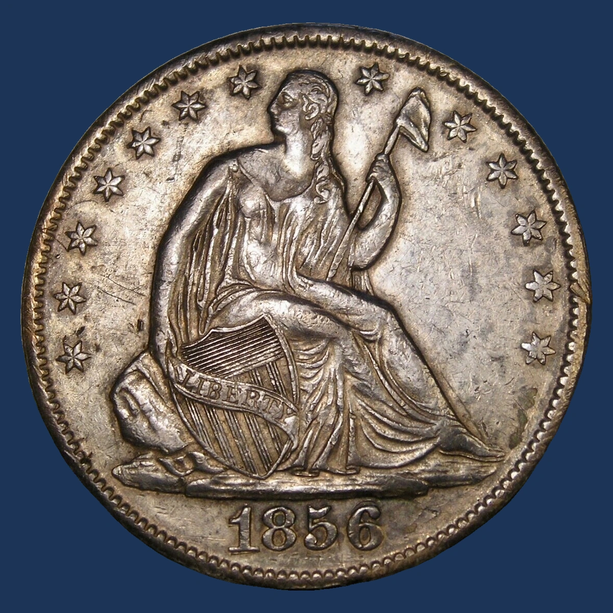 1856 Liberty Seated Half Dollar: Repunched Date