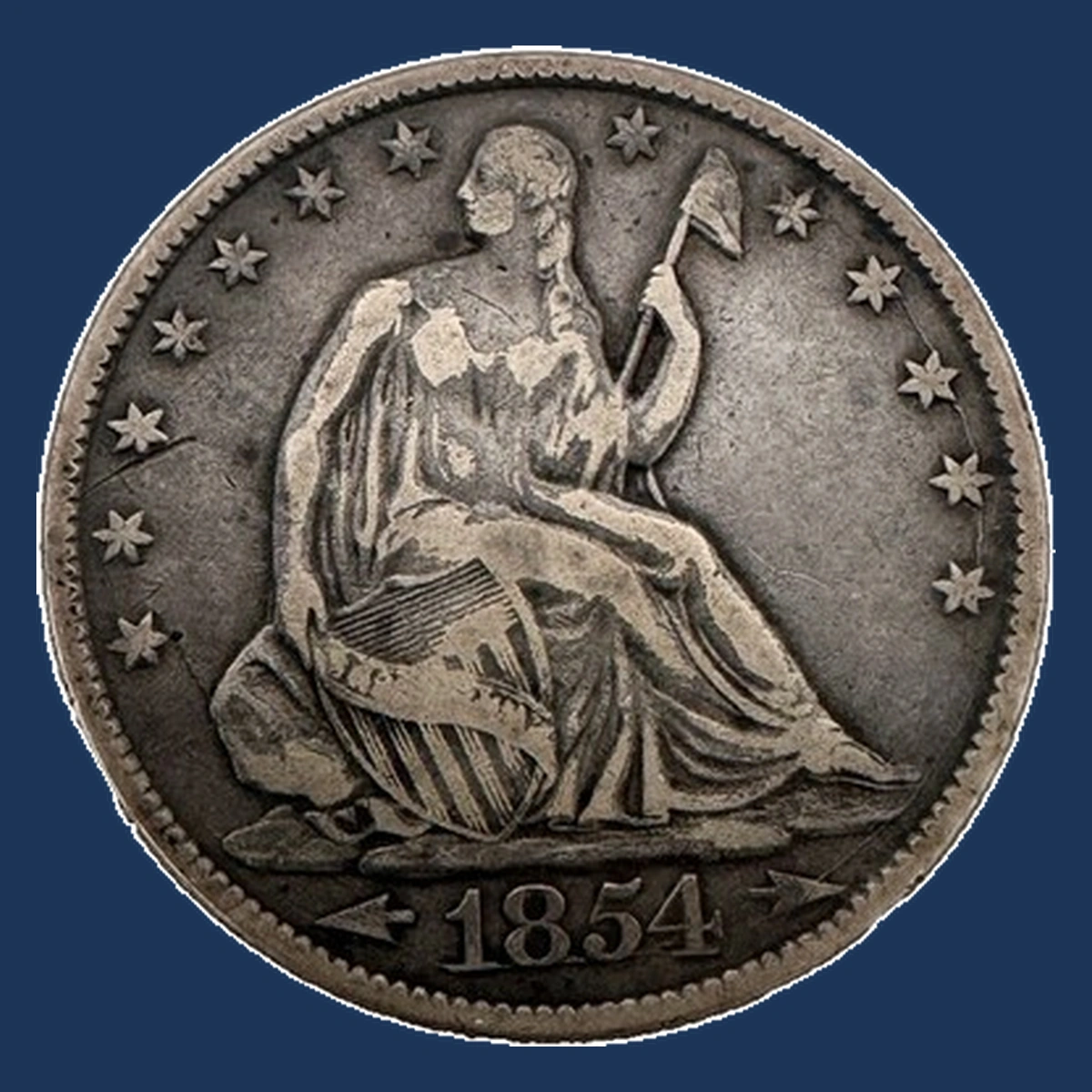 1854 Liberty Seated Half Dollar: Repunched Date