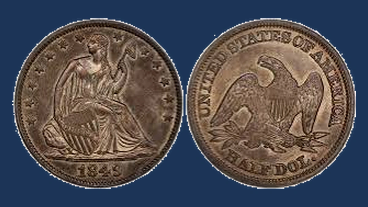 1849 Liberty Seated Half Dollar: Repunched Date