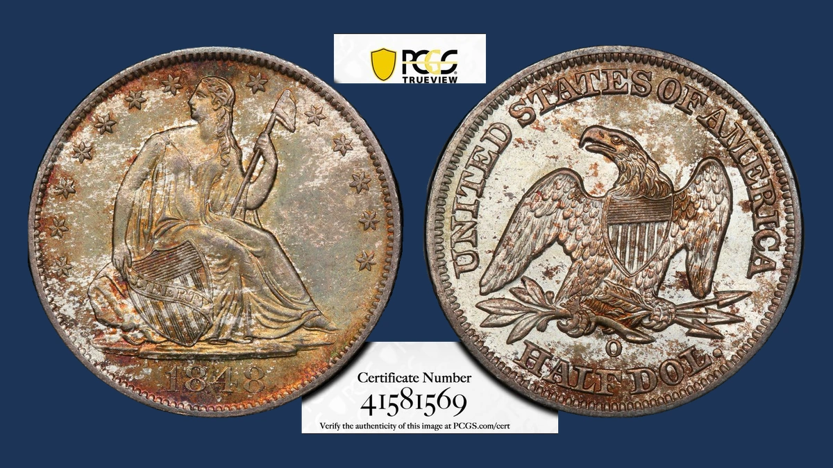 1848 Liberty Seated Half Dollar: Die Crack