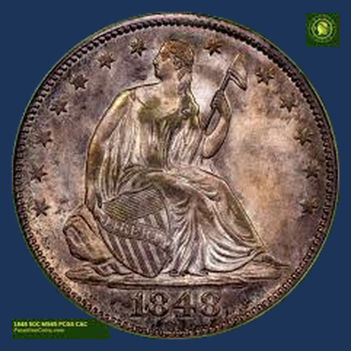 1848 Liberty Seated Half Dollar: Repunched Date