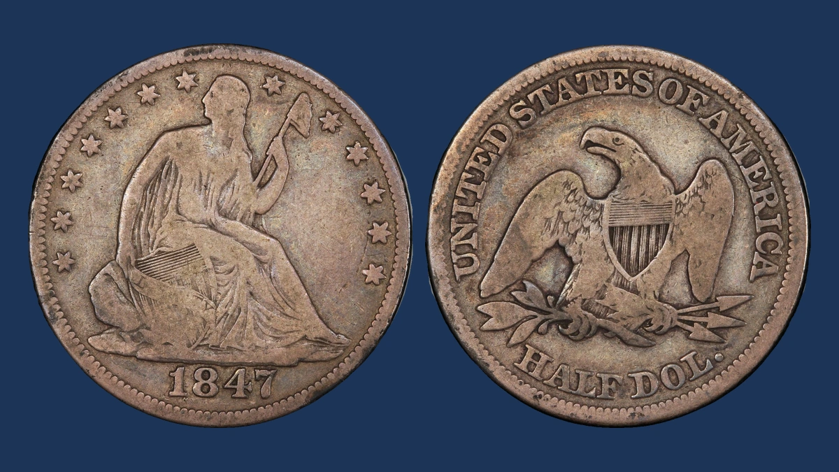 1847 Liberty Seated Half Dollar: Doubled Die Obverse