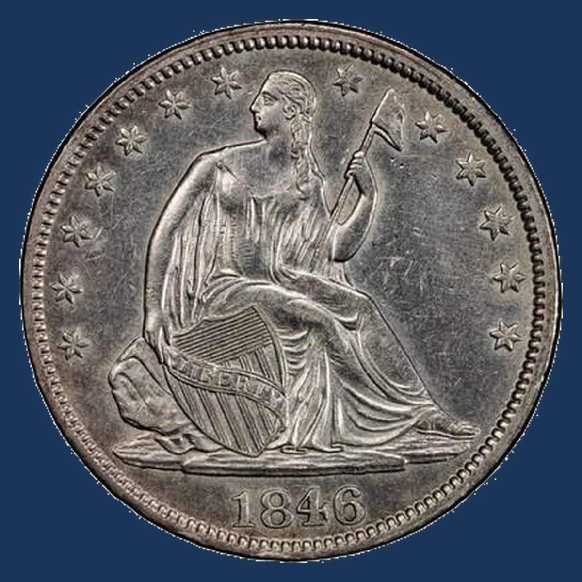 1846 Liberty Seated Half Dollar: Doubled Die Obverse