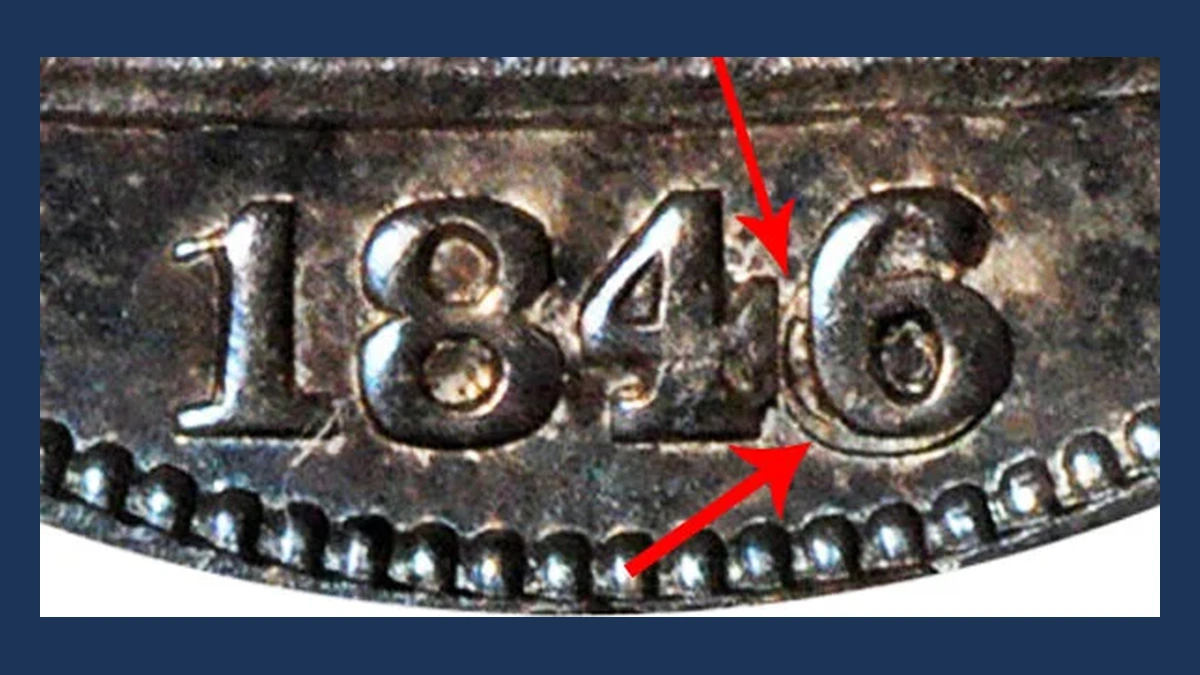 1846 Liberty Seated Half Dollar: Repunched Date