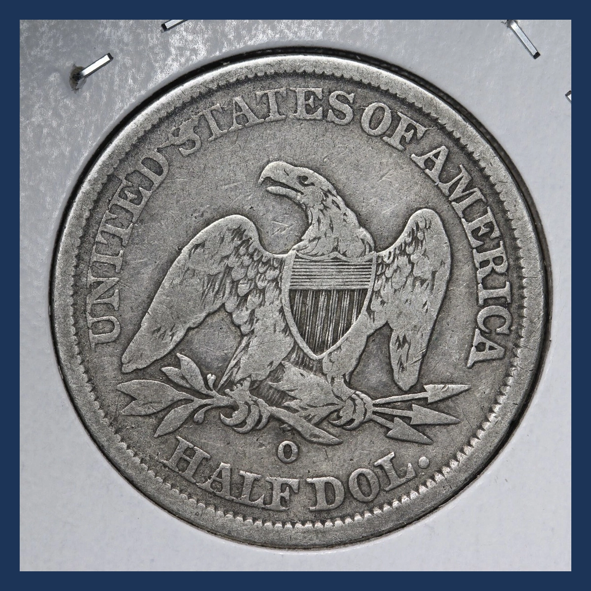 1844 Liberty Seated Half Dollar: Die Crack / Die Chip