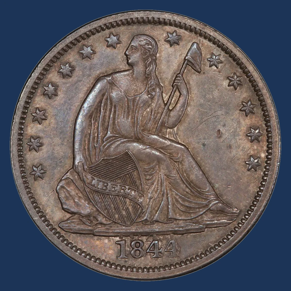 1844-O WB-22, MPD FS-301 Doubled Date Liberty Seated Half Dollar