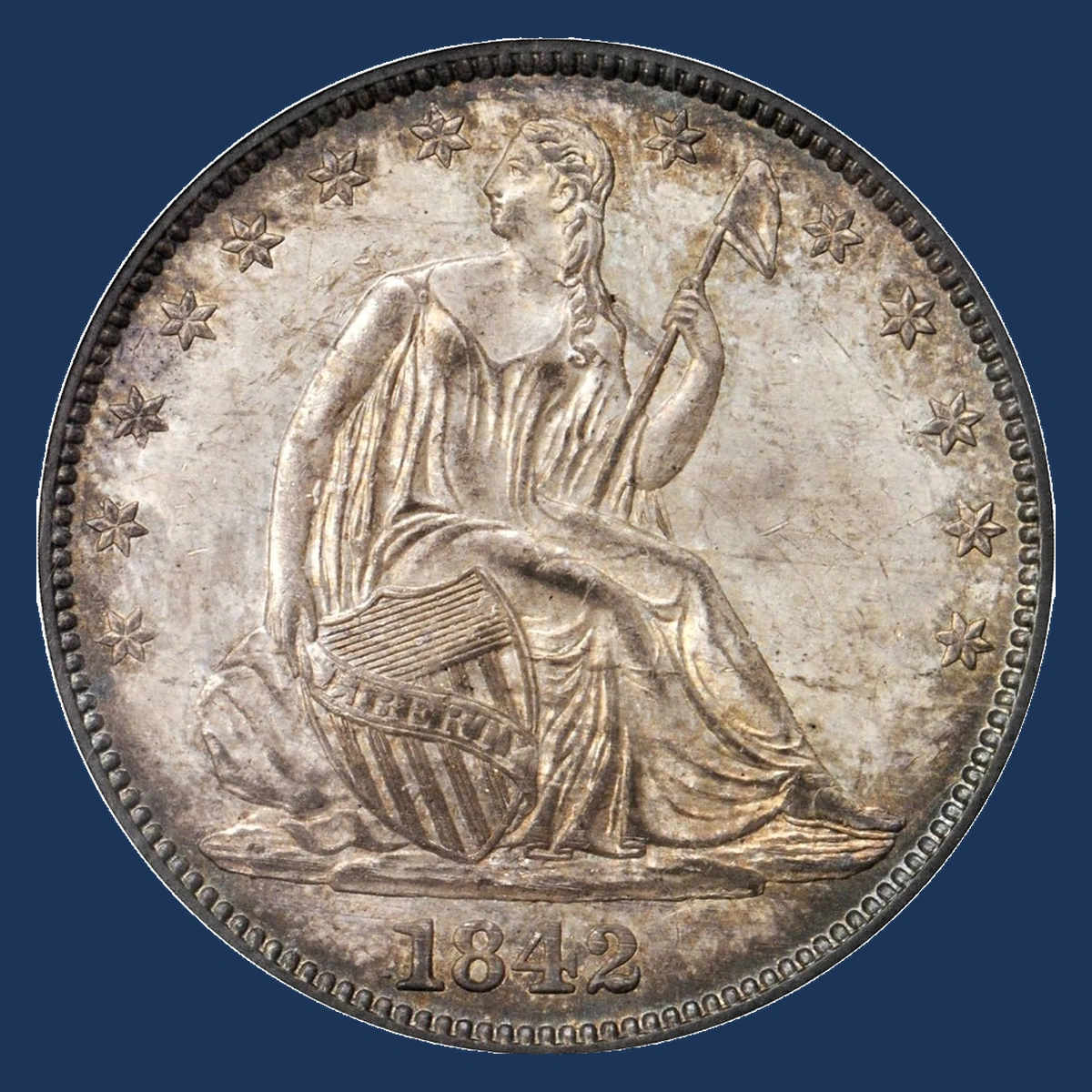 1842 Liberty Seated Half Dollar: Misplaced Date