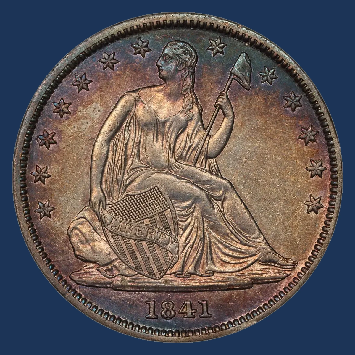 1841 WB-1 RPD Liberty Seated Half Dollar