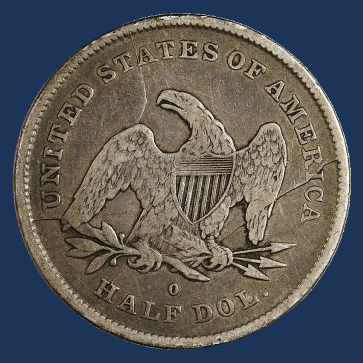 1840 Liberty Seated Half Dollar: Die Crack