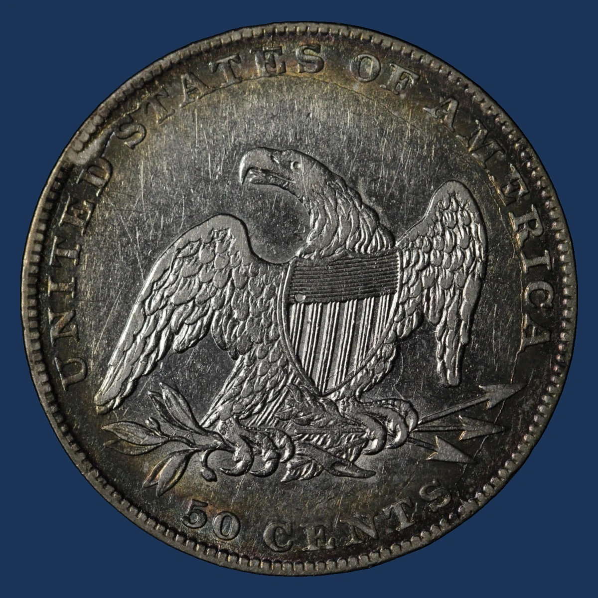 1837 Capped Bust Half Dollar: Die Crack / Die Chip