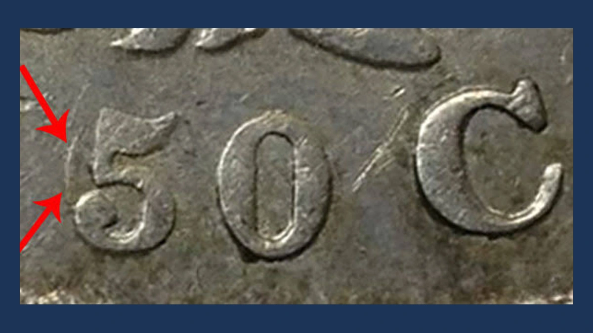 1836 Capped Bust Half Dollar: Repunched Design