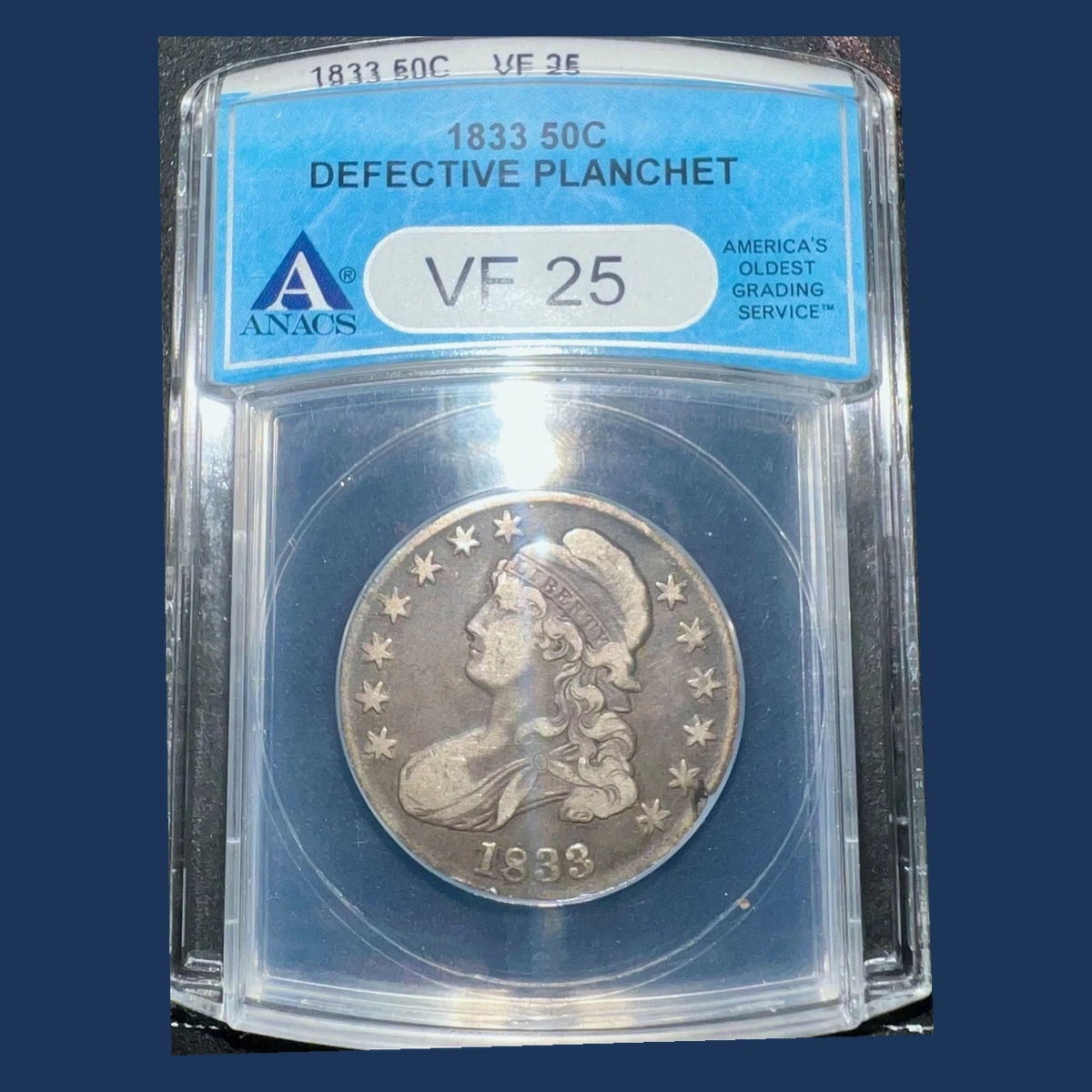 1833 Capped Bust Half Dollar: Defective Planchet