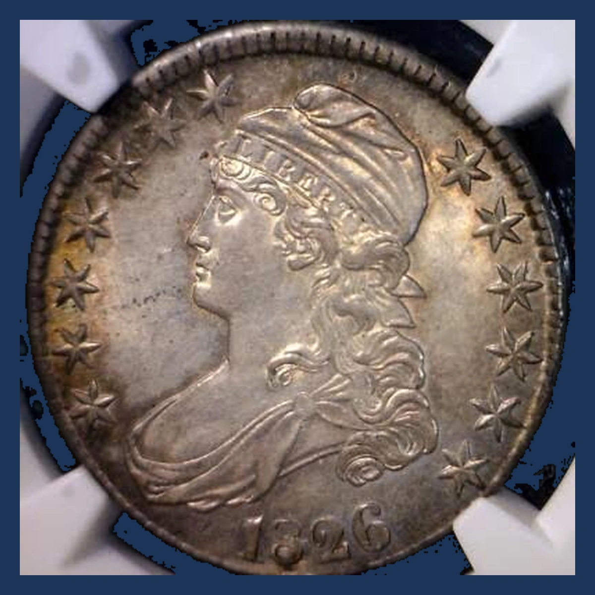 1826 Capped Bust Half Dollar: Off Center Strike