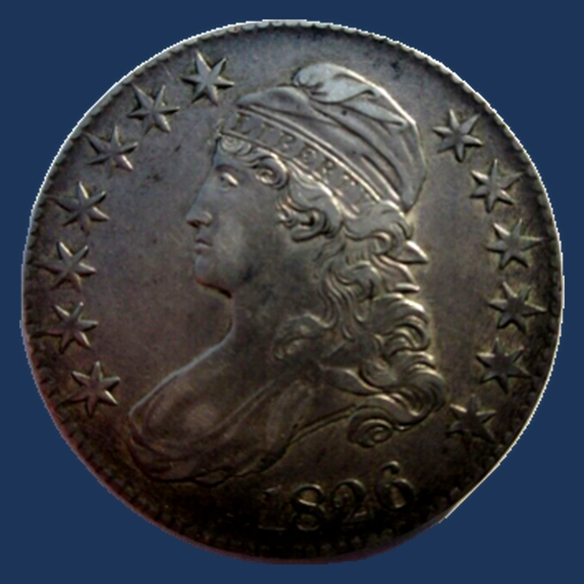 1826 Capped Bust Half Dollar: Die Crack / Die Chip
