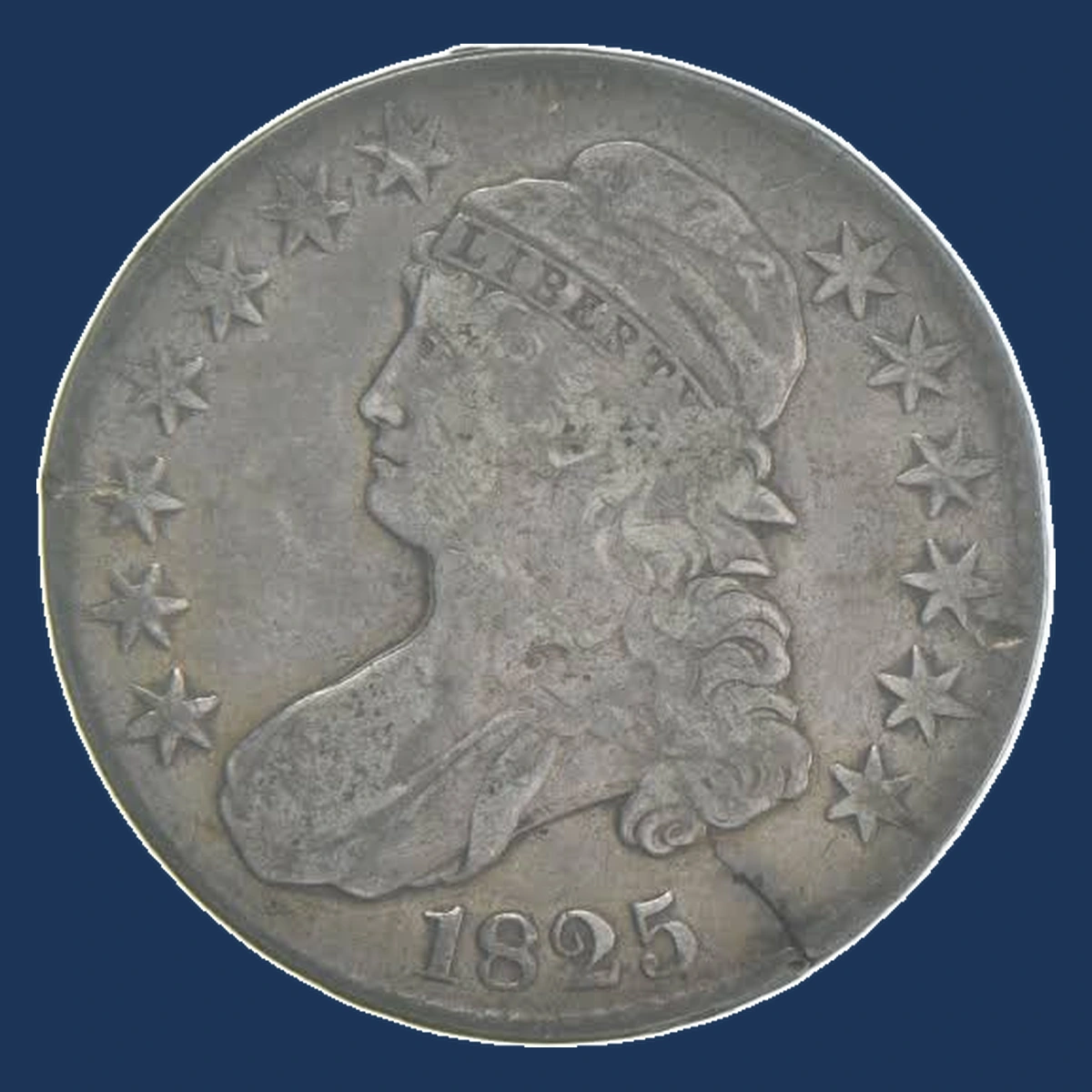 1825 Capped Bust Half Dollar: Planchet Crack