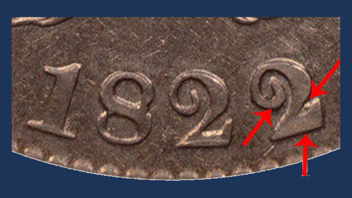 1822 Capped Bust Half Dollar: Overdate