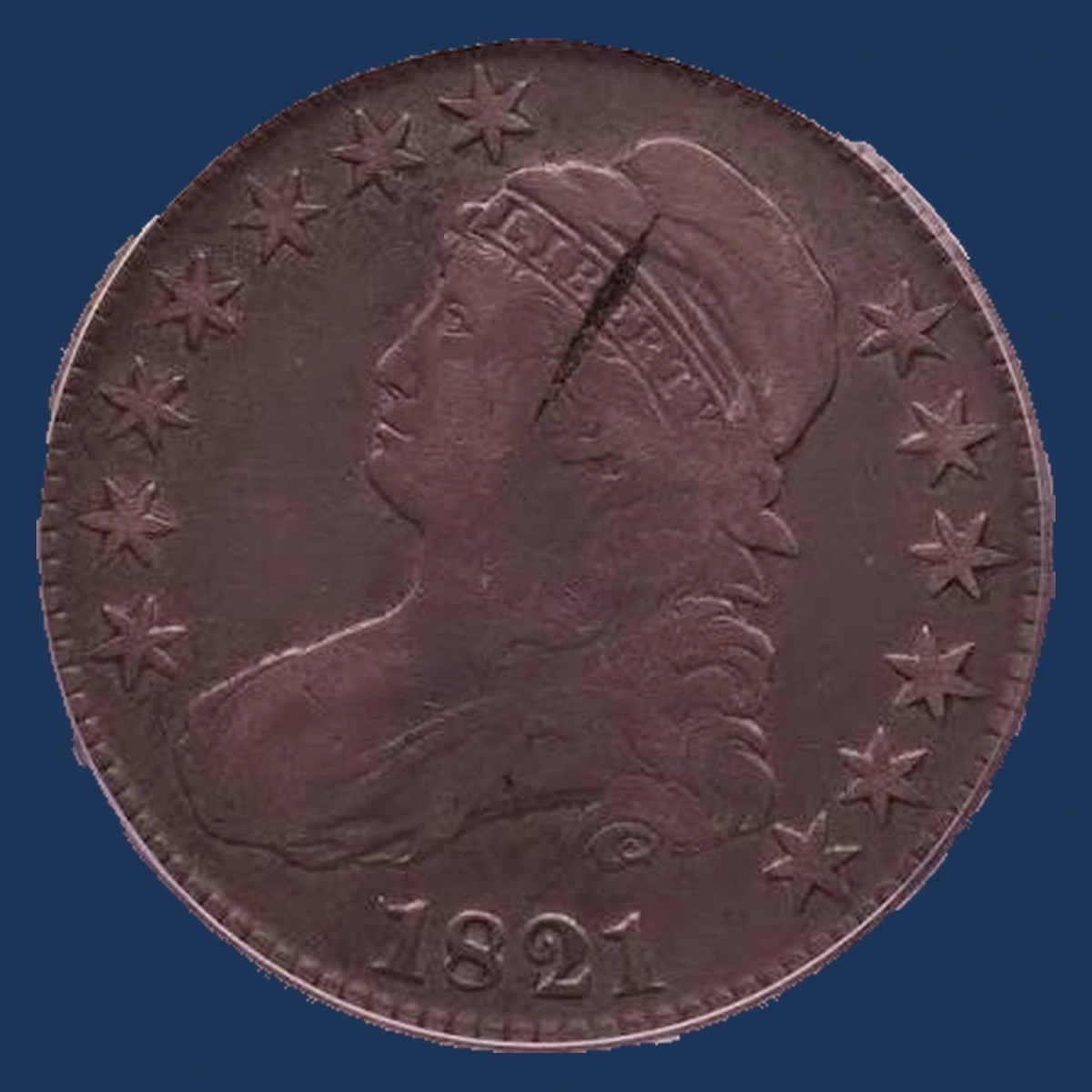 1821 Capped Bust Half Dollar: Planchet Flaw