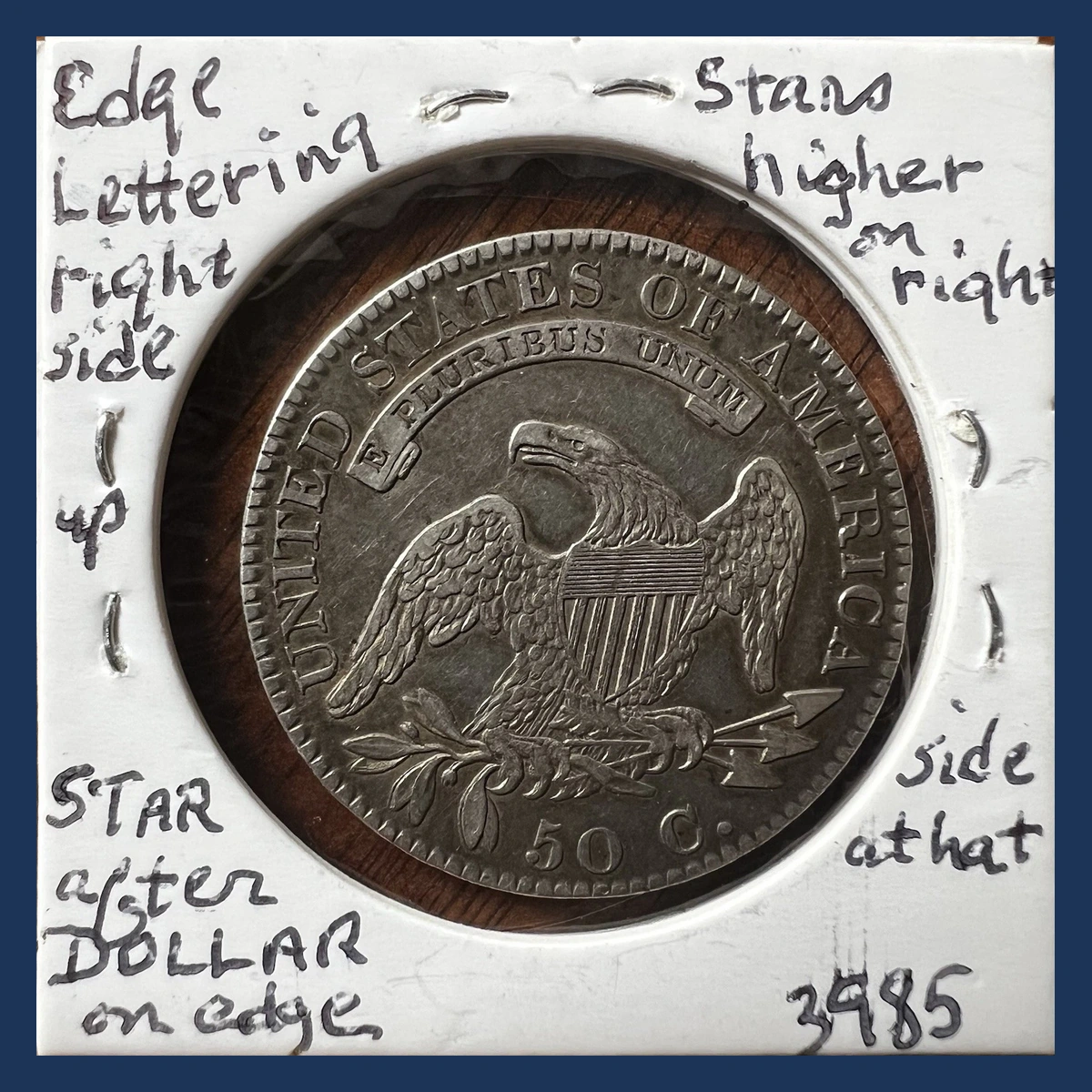 1820 Capped Bust Half Dollar: Doubled Die Reverse