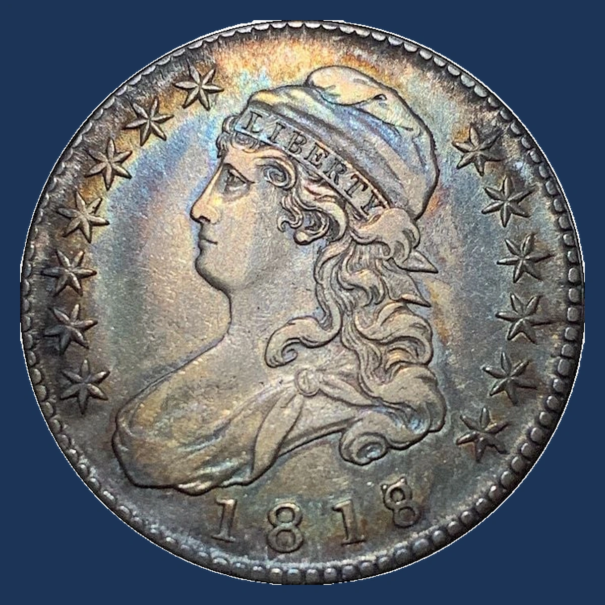 1818 Capped Bust Half Dollar: Die Crack / Die Chip