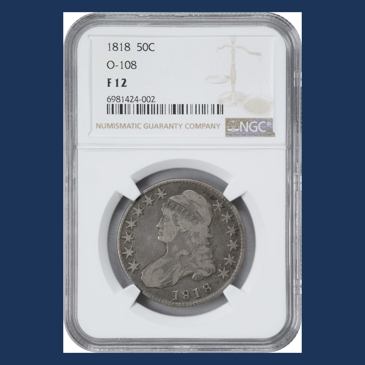 1818 Capped Bust Half Dollar: Partly Inverted Edge Lettering