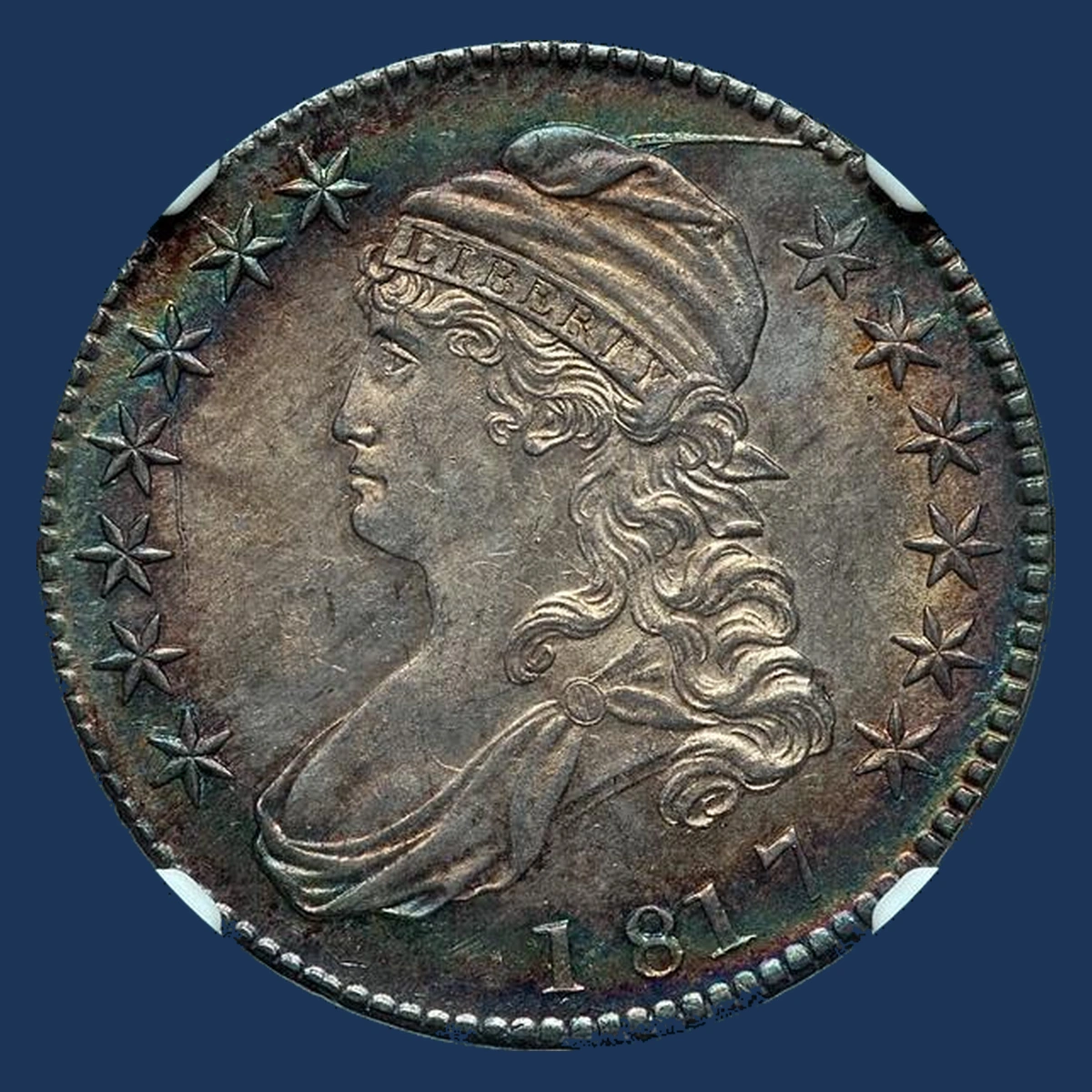 1817 Capped Bust Half Dollar: Comet Head Raised Die Defect