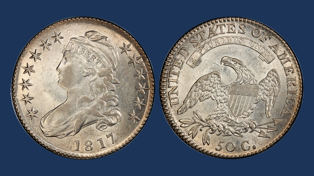 1817 Capped Bust Half Dollar: Die Crack / Die Chip