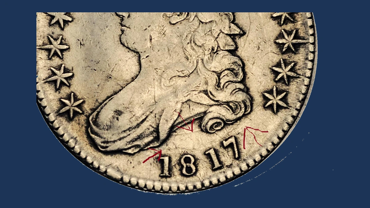 1817 Capped Bust Half Dollar: Clashed Dies