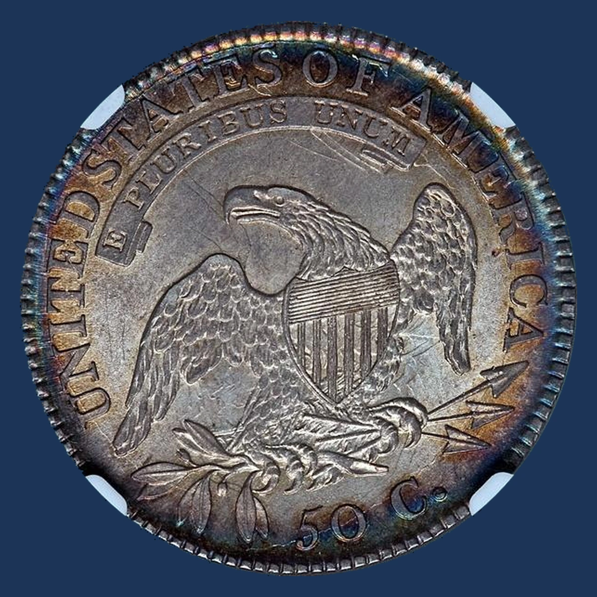 1815 Capped Bust Half Dollar: Die Crack / Die Chip