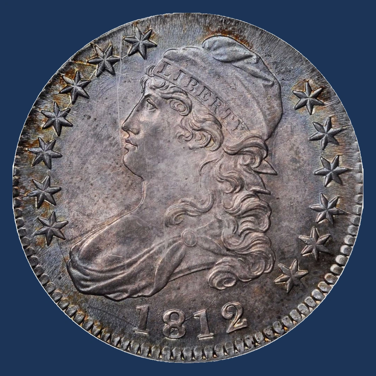 1812 Capped Bust Half Dollar: Off Center Strike