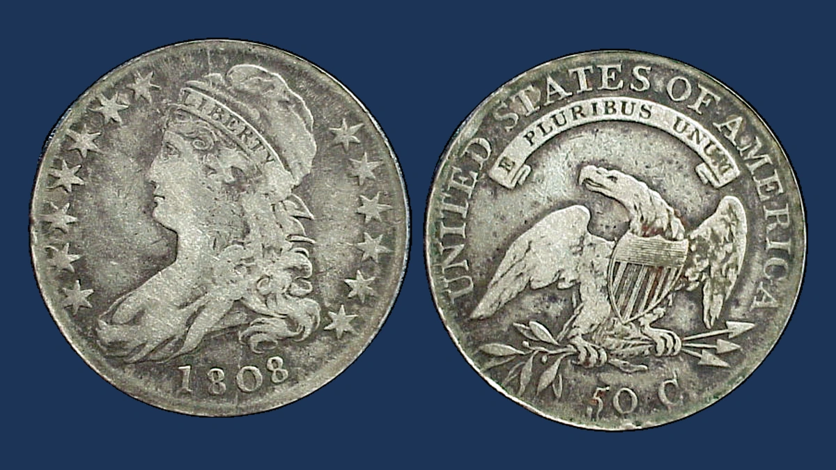 1808 Capped Bust Half Dollar: Die Crack / Die Chip
