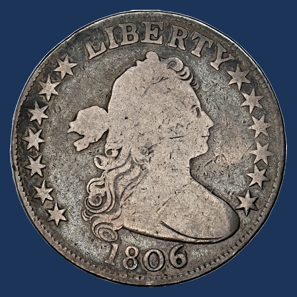 1806 Draped Bust Half Dollar: 6 over inverted 6