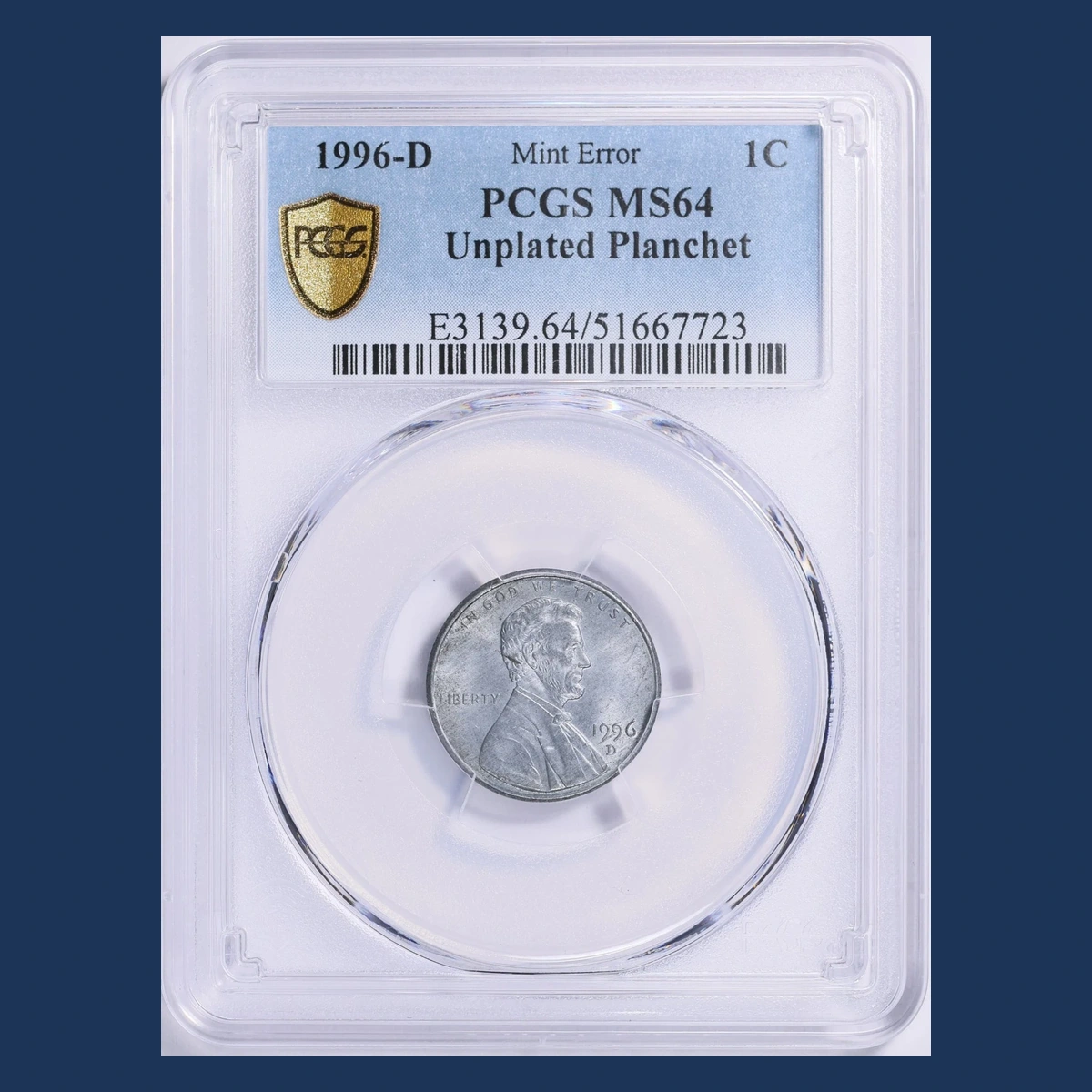 1996 Lincoln Penny: Unplated / Partly Unplated Planchet