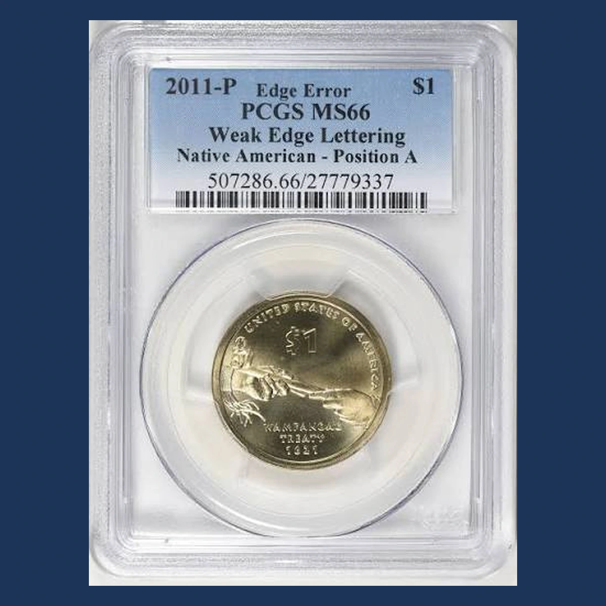 2011 Sacagawea Dollar: Weak / Partial Edge Lettering