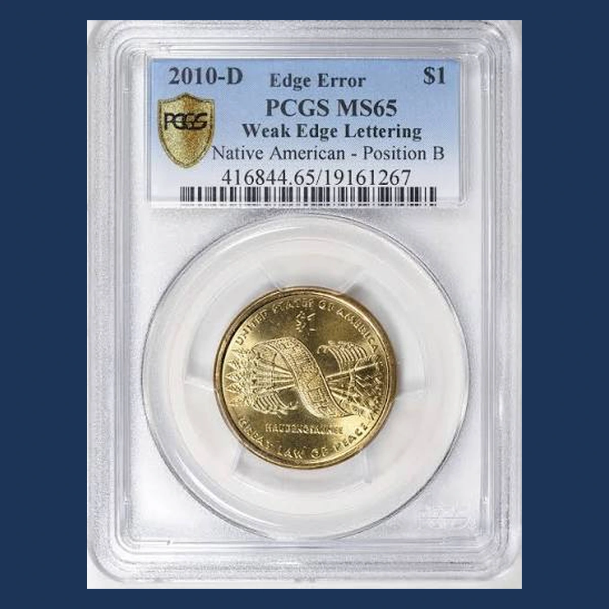 2010 Sacagawea Dollar: Weak / Partial Edge Lettering