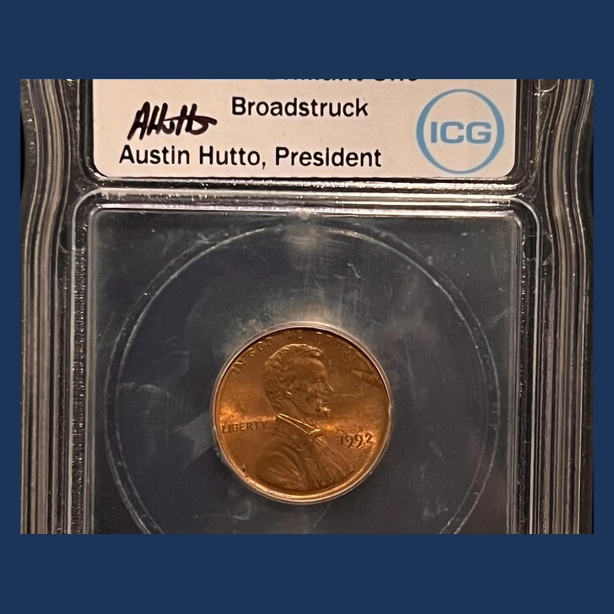 1992 Lincoln Penny: broadstrike, holder and enlarged edge