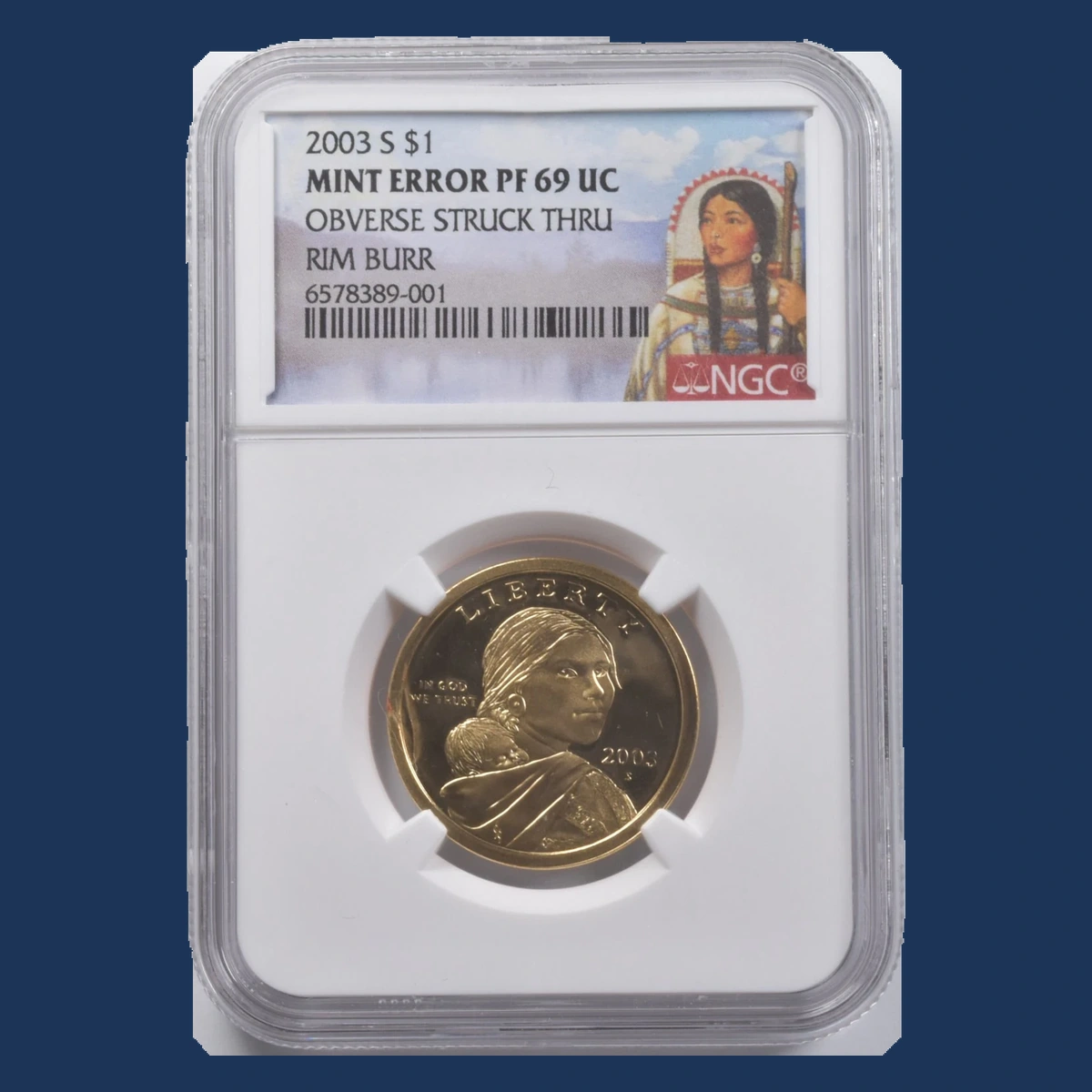 2003 Sacagawea Dollar: Struck-Through Error