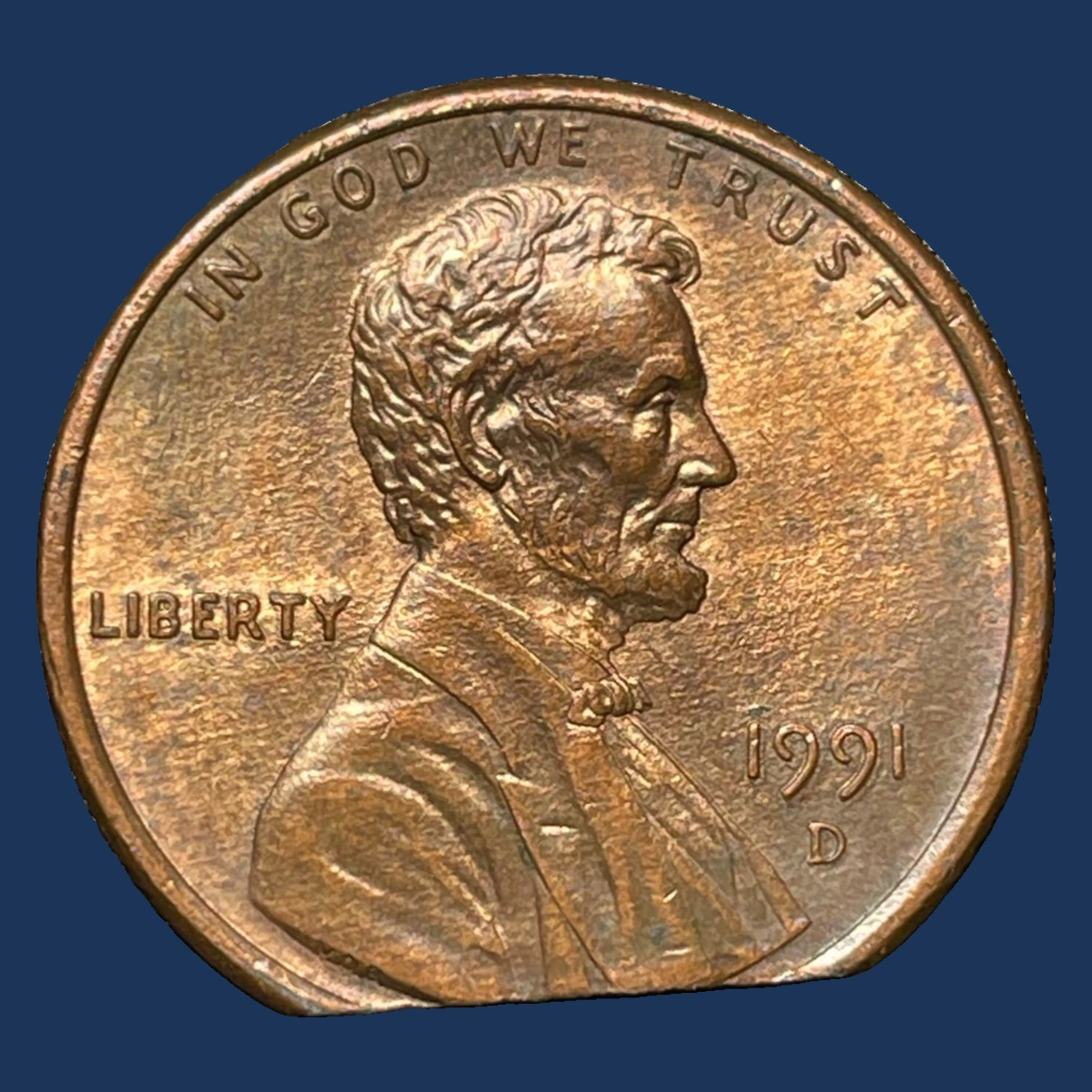 1991 Lincoln Penny: Clipped Planchet