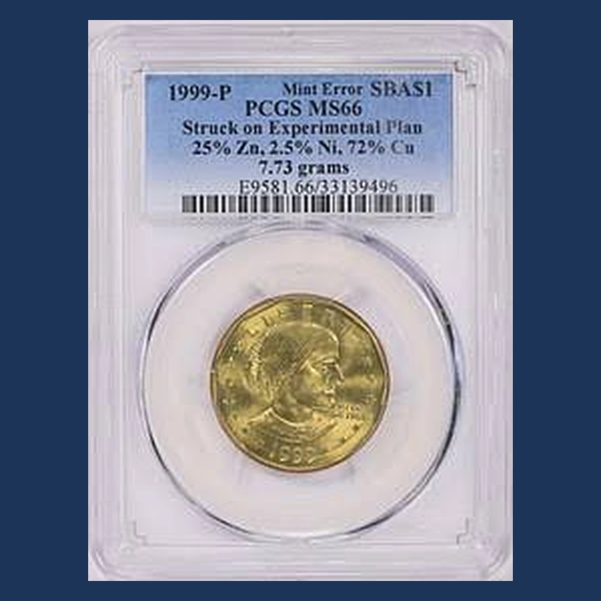 1999 Susan B. Anthony Dollar: Wrong Planchet / Off-Metal Strike
